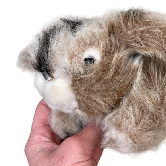 Realistic Bunny Rabbit Plush Holland Lop Mottled Spotted Brown Stuffed Animal - Picture 7 of 11